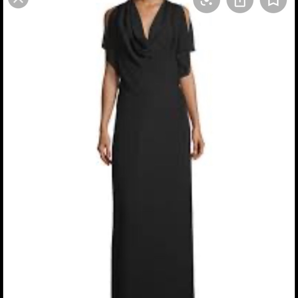 Halston Heritage cowl neck split sleeve gown